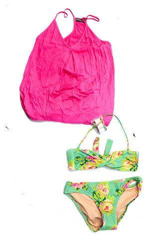 J Crew Michael Stars Womens Floral Print 2 Piece Swimsuit Green Size S O/S Lot 2