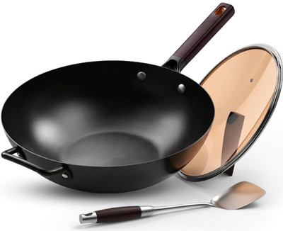 Wok híbrido 12 pulgadas con tapa acero inoxidable antiadherente inducción horno