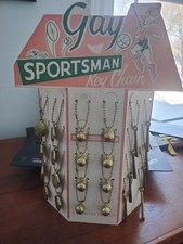 Rare: 1950's Original Gay Sportsman Glove, Bat & Ball Keychain Display! Mint!