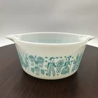 Vintage Pyrex #474-B 1 1/2 Qt Amish Butterprint Casserole Baking Dish White Blue