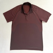 Lululemon Men Metal Vent Tech Polo 2.0 Magma Sequoia Red Short Sleeve Top Golf L