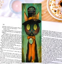 Whimsical Cat Bookmark, Feed Me! Bookish Gift For Book Readers And Cat Lovers