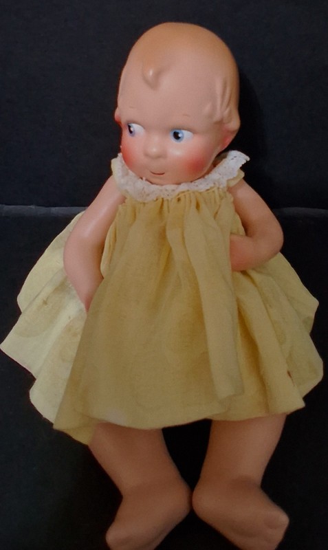 Vintage Composition 5" Baby Doll Painted Eyes and Outfit Marked 10 Germany