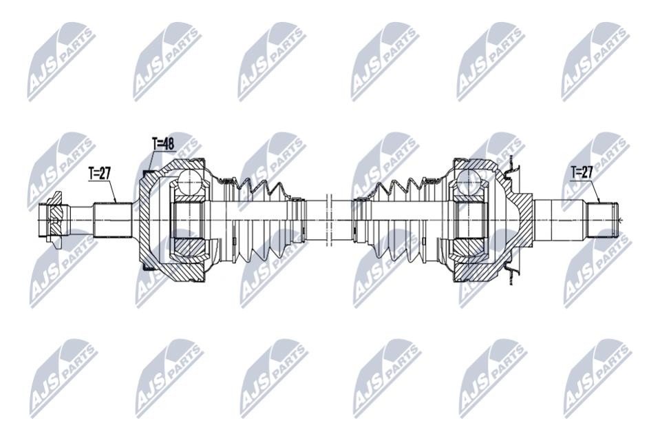 NTY Propeller Shaft NPW-ME-197 For Mercedes-Benz, 800mm, 27 Teeth