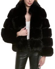 Adrienne Landau Hoodie Jacket Women's Black L