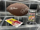 Joe Montana & Jerry Rice Signed Football - 49ers w/ COA, SGC9.5 UD Card!