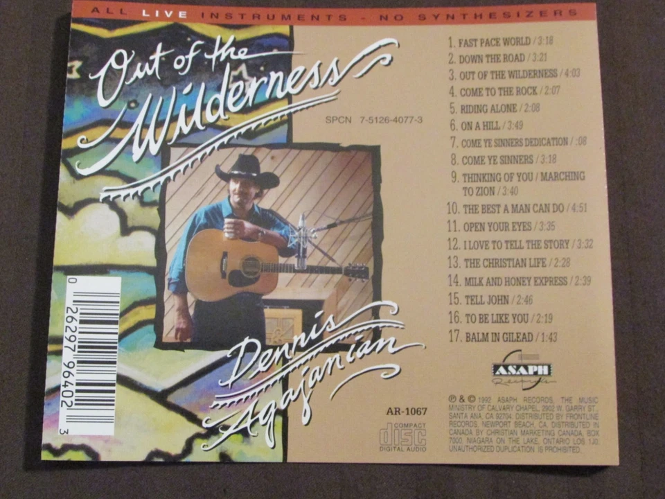 Dennis Agajanian Out Of The Wilderness CD Country Folk Gospel AR-1067 NM OOP Foto 3 de 4