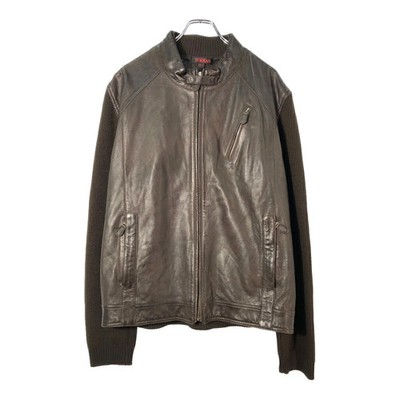 Made in Spain TORRAS Wool Knit Leather Jacket Brown (Men's 44) Used Clothing X22