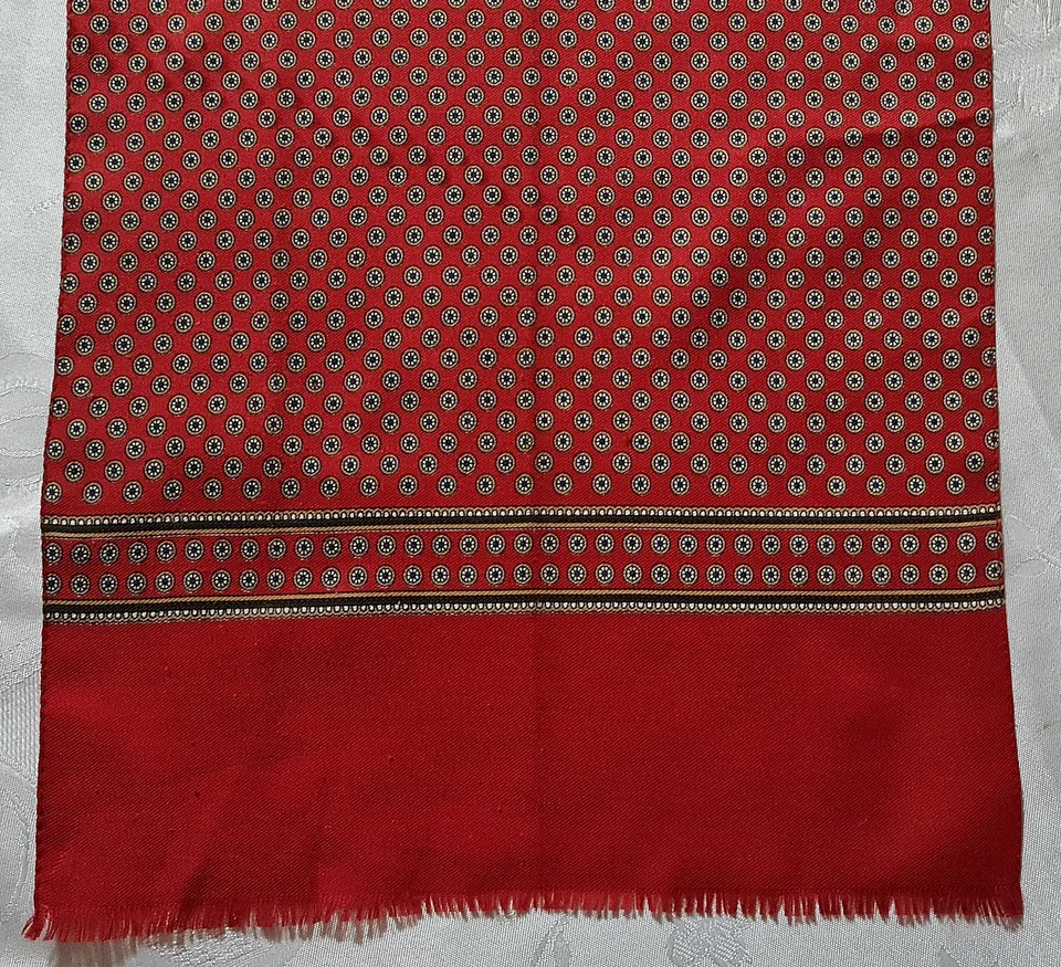 BUFANDA CABALLERO VINTAGE AUTÉNTICO ARTE GEOMÉTRICO ROJO MARRÓN LARGO HOMBRE Foto 2 de 4