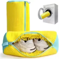 Shoe Laundry Wash Bag Durable Mesh with Blue Zipper for Sneakers & Casual Shoes