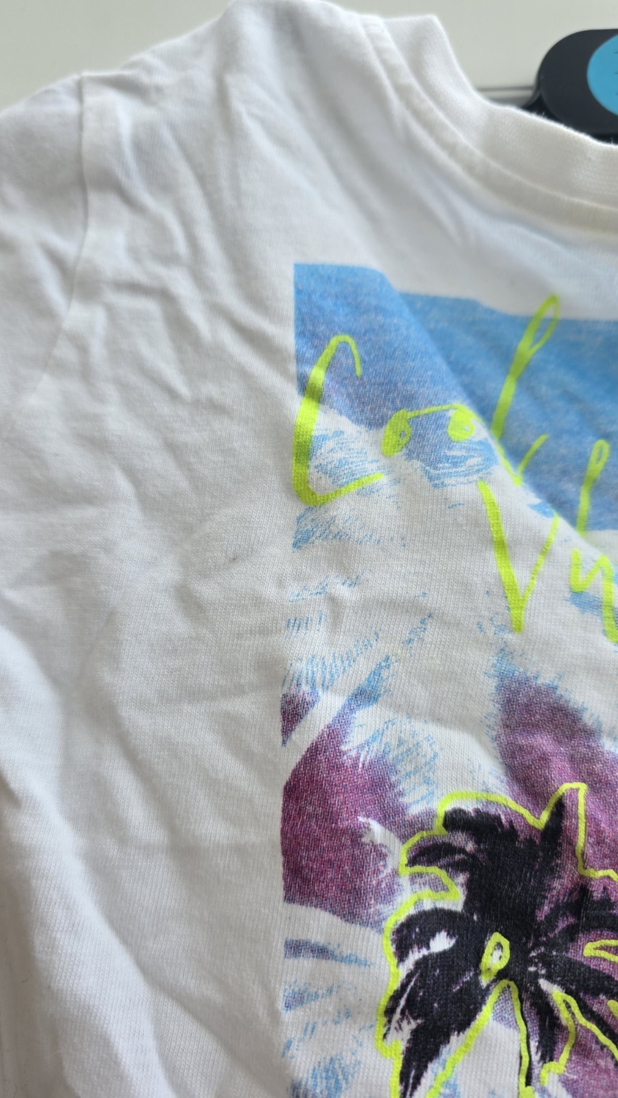 Primark Boys White T-Shirt 3-4 Years Palm Tree Graphic "Cool Vibes" Tropical Guc image 4