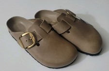 Birkenstock Boston Big Buckle Leather Clog in Tobacco Brown Narrow 37 L6 M4