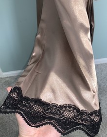 New Glossy Satin Peignoir Set 3X Slip Dress Nightgown Robe Lingerie Sexy 22"Slit