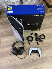 Sony PlayStation 5 Slim White Disc Free Edition 1TB Bundle Turtle Beach Headset