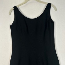 Vintage Ann Tijan for Kenar Sleeveless Little Black Sheath Dress Size 4 90s