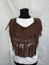 Vintage Leather Suede Fringed Poncho Vest Pioneer Wear, DD-5