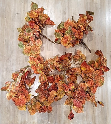 4 piece Artificial Aspen Leaf -2 Stems & 2 6ft Garland Fall/Thanksgiving Decor