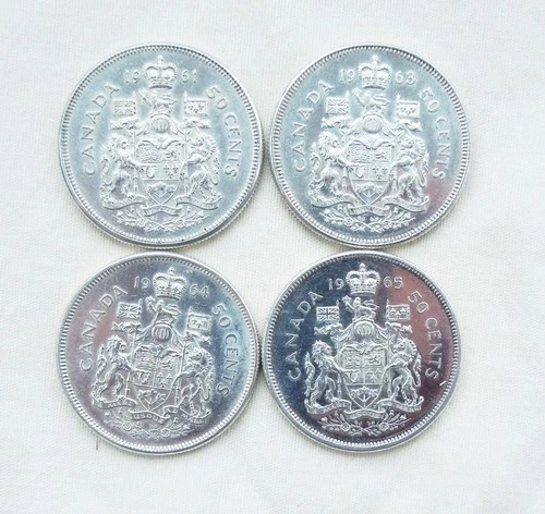 Lot of 4 Canadian Silver Half Dollars