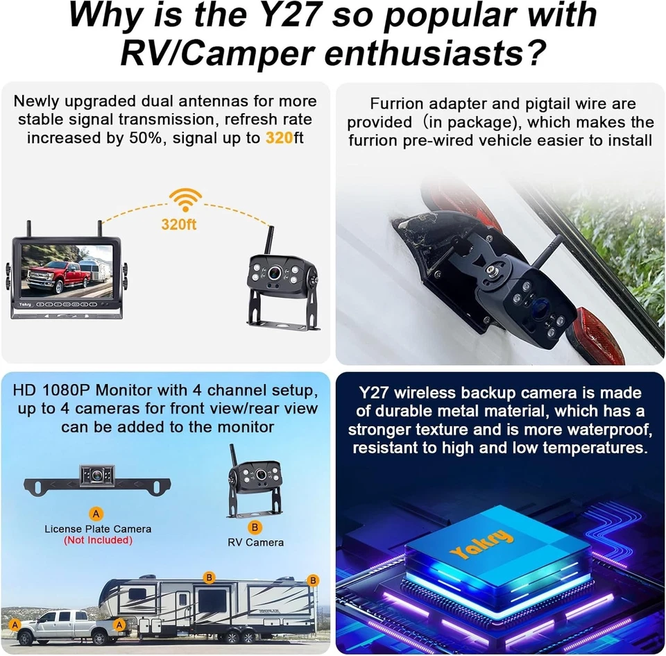 Wide View Rear Camera for Trailer Camper: Touch Key Monitor - Image 4 of 4