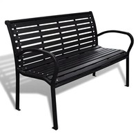 Gartenbank 125 Cm Stahl WPC Schwarz Wetterfest Sitzbank Terrasse Balkon