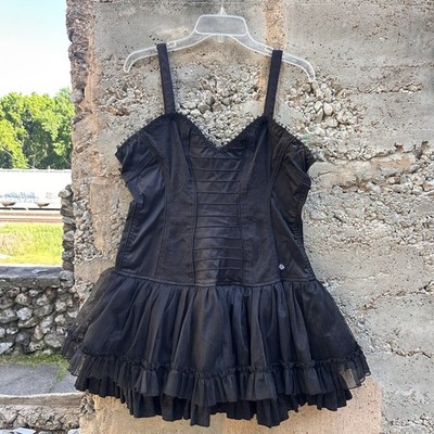 Tripp NYC Black Grunge Babydoll Gothic Mini Dress RetroY2K 2XL  Ruffled Rare NWT