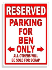 Personalized Parking Sign Wall Decal Metal Sign No Parking Customized Ben