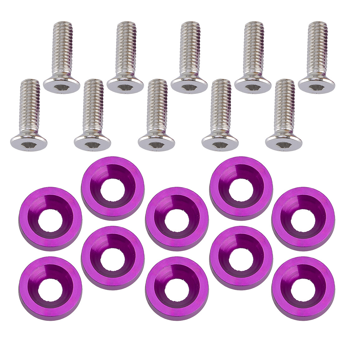 Purple 20 Pcs Aluminum Fender Washer/Bolt Engine Bay Dress Up Kit