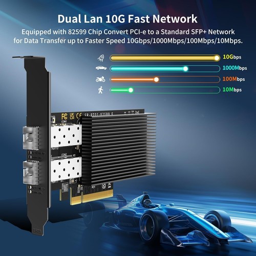 Dual-Port 10Gb Ethernet Card with X520-DA2 Controller - PCI-E X8 Network Adapter - Picture 4 of 9
