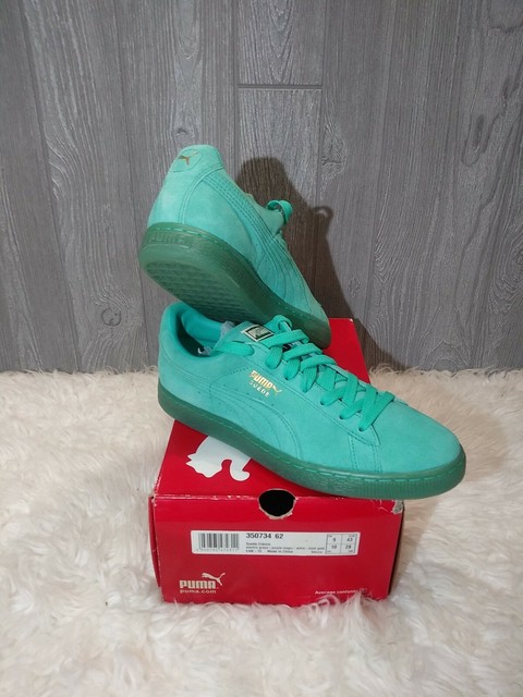 teal suede pumas