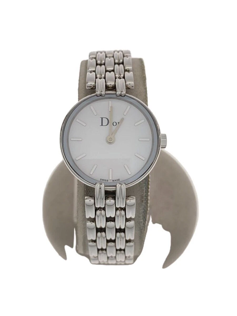Montre femme Christian Dior à quartz analogique acier inoxydable blanc argent occasion