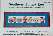 Design Works SOUTHWEST POTTERY ROW Beaded Cross Stitch Kit #2364  - 5" x 24"