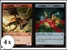 MTG - 4 x Dragon (0014) (5/5) (Flying) / Treasure Token - Tarkir - Playset 4x x4