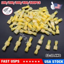 100/300Pcs 12-10 AWG Insulated Male Female Spade Terminals Crimp Wire Connectors