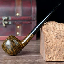 MUXIANG Smooth Freehand Tobacco Pipe Handmade Briar Classic Pipe Vulcanite Stem