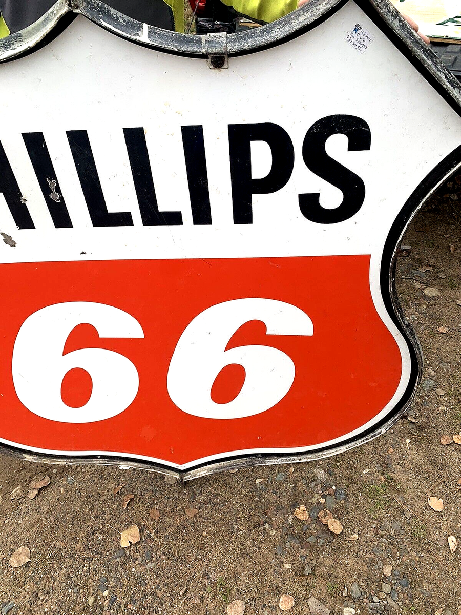 Vintage Large Porcelain Phillips 66 Oil Gas Gasoline Sign 48x48 2