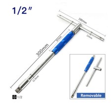 1/2"Antrieb gleitender T-Griff Bar Schraubenschlüssel abnehmbar extra lang 300mm