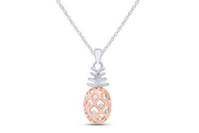 Trim Pineapple Pendant 18'' Necklace For Womens 14K Solid Rose Gold