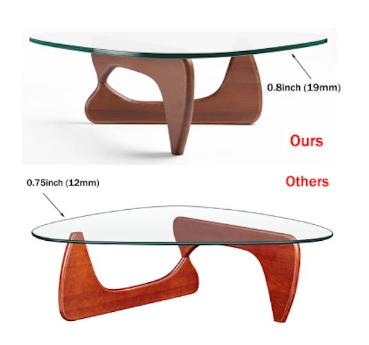 Classic Coffee Table Triangle Glass Top Premium Solid Hardwood Base ...