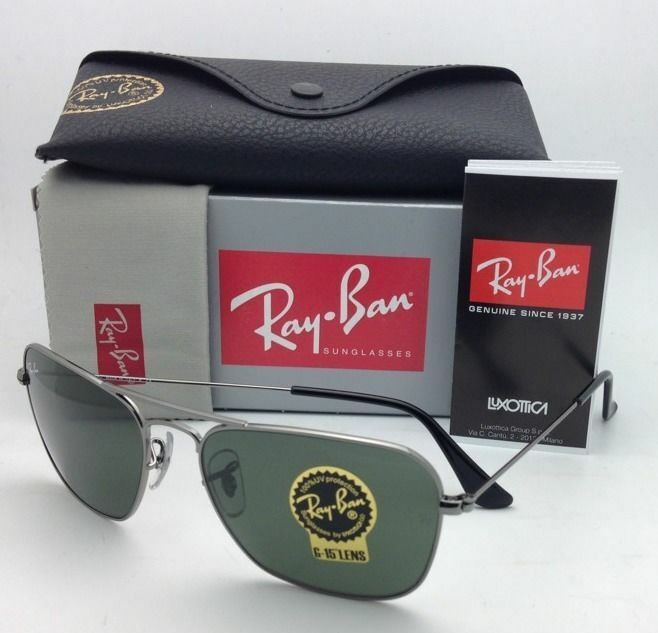 Ray-Ban RB3136 004 Caravan Sunglasses Gunmetal Frame with Green G-15 Lens Ray-Ban Caravan Polished Gunmetal / G-15 Green 58 mm  main image 3