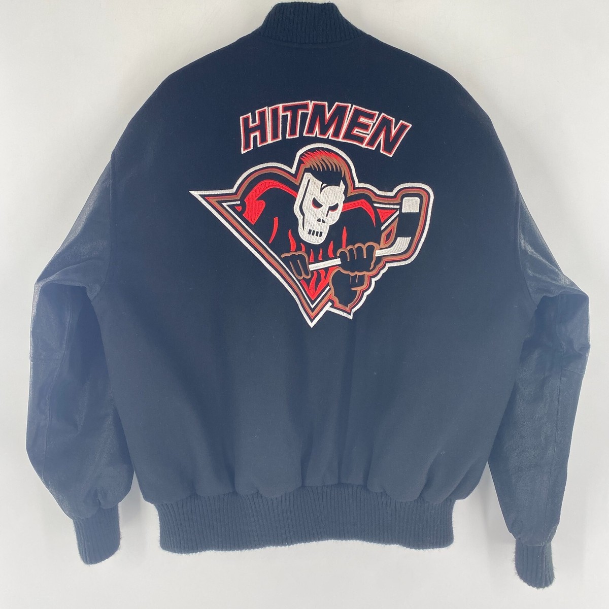 VTG Calgary Hitmen Club Member Wool Leather Varsity Jacket VTG Calgary Hitmen Club Member Wool Leather Varsity Jacket