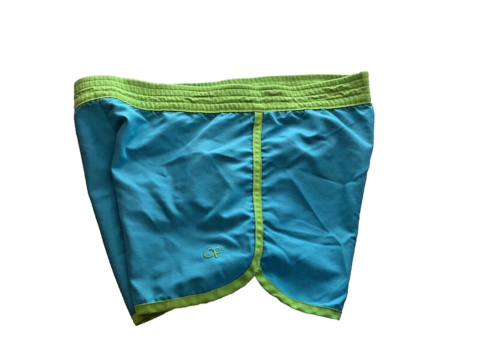 Pantalón Corto Ocean Pacific OP Azul con Borde Verde Niñas Talla 6 6X PullOn Active Gimnasio Correr Foto 2 de 4