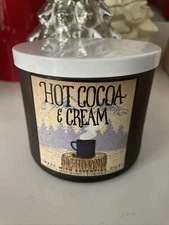 Bath & Body Works Hot Cocoa & Cream 3-Wick Jar Candle Winter Mug Log 14.5 oz