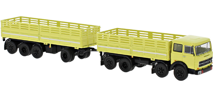 Brekina 58532 Fiat 691 Millepiedi Truck And Trailer Yellow Scale HO 1:87