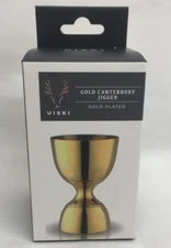 NEW ~ VISKI GOLD PLATED CANTERBURY HEAVY SOLID COCKTAIL BAR * JIGGER * 1 & 2 oz