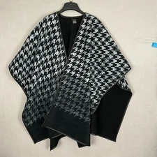 Eivissa Women’s Cape Shawl Wrap One Size Fits Most Polyester Black Gray