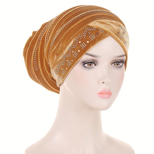 Women Velvet Hijab Chemo Cap Muslim Turban Cancer Hat Wrap Headscarf Baggy Cover - Picture 8 of 60