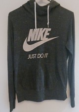 Nike Just Do It Women's Cotton Blend Light Weight Hoodie Pullover Medium Gray