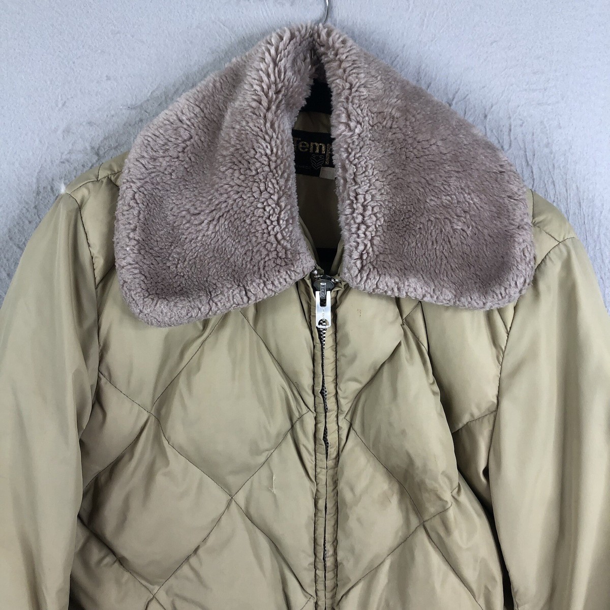 Tempco Jacket Mens 40 Beige Down Insulated Full Zip Up Tempco Jacket Mens 40 Beige Down Insulated Full Zip Up
