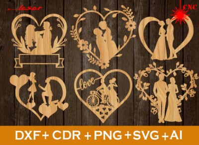Set of 6 Wedding Heart SVG, Wedding Heart sign, Wedding SVG, Wedding signs,