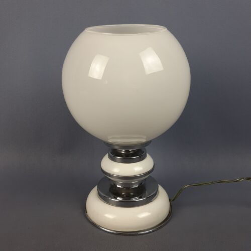 Table Lamp Ball Glass Murano White Design Modern Antiques Italian 1970 - Picture 2 of 12